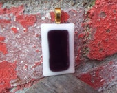 Glass Pendant/ Fused Glass Pendant/ Glass Jewelry. Purple and White Glass Jewlery