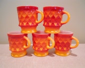 Cool Anchor Hocking Fire King Set of 5 Retro Orange and Red Coffee Mugs in the Kimberly Diamond Pattern Tea Cups Hot Chocolate Mugs Cool Anchor Hocking Fire King Set of 5 Retro Orange and Red Coffee Mugs in the Kimberly Diamond Pattern Tea Cups Hot Chocolate Mugs