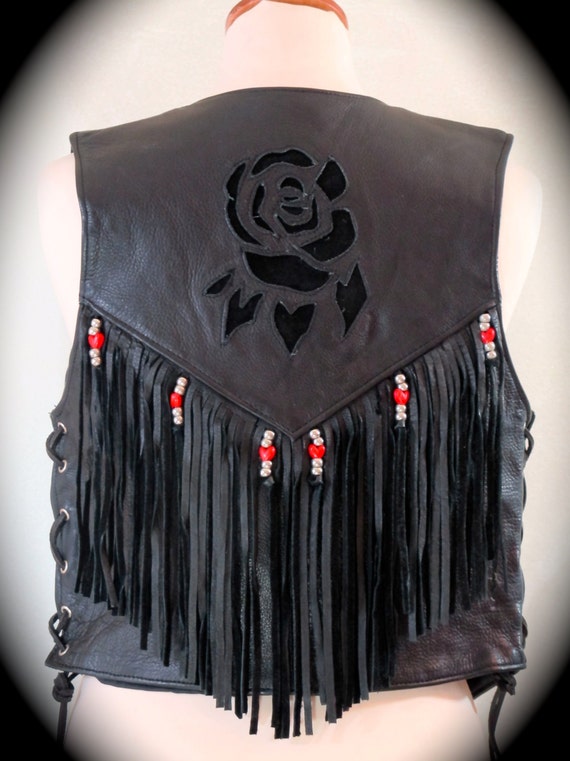 Badass women's leather biker vest