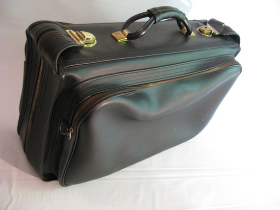 1950's Black Leather Pegasus Luggage by 3rdCultureVintage on Etsy