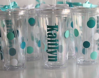 Sweet 16 Birthday, Teen Birthday, Polka Dot Personalized tumblers, Personalized tumblers for Birthday Party, Sweet Sixteen Favors