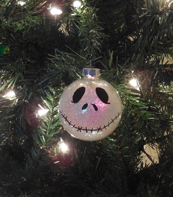 Skeleton Snowman Sparkly Glass Ball Christmas Ornament