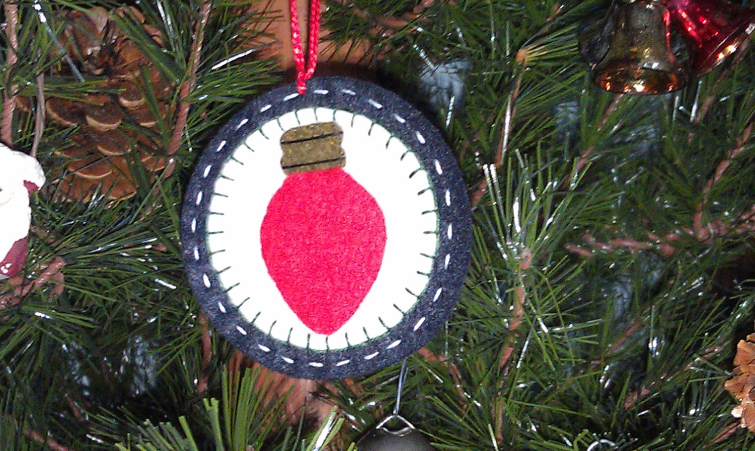 Wool felt Christmas bulb ornament