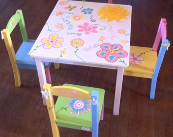 Child's hand painted table and chair set
