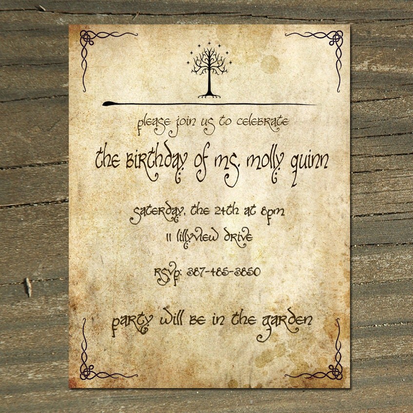 Lord of the Rings Digital Printable Birthday/Wedding | Etsy