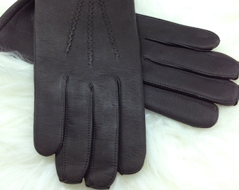 Genuine leather gloves, real leather gloves, black leather gloves, leather gloves, gift for him, genuine leather pelt, gloves for men.