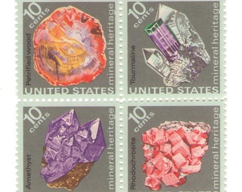 12 Unused 1974 Minerals - Vintage Postage Stamps Number 1538 - 1541