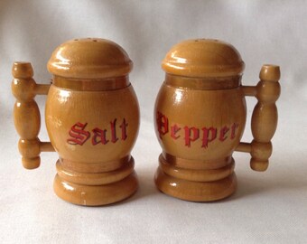 Vintage Wooden Salt and Pepper Shakers, 3 Inches High