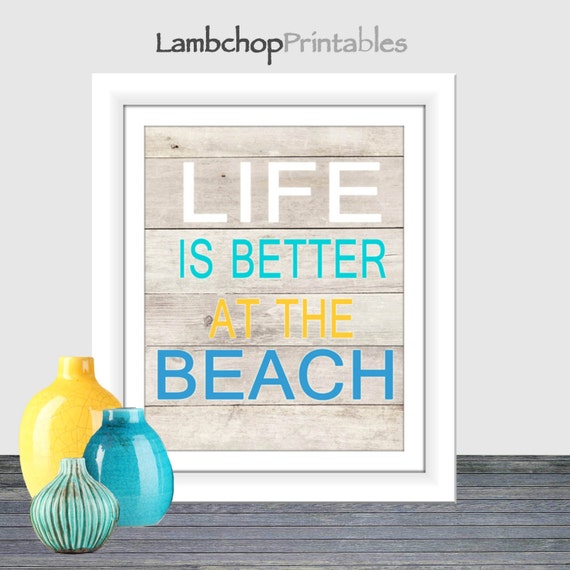 Items similar to Life is Better at the Beach, Beach Sign, Surf print