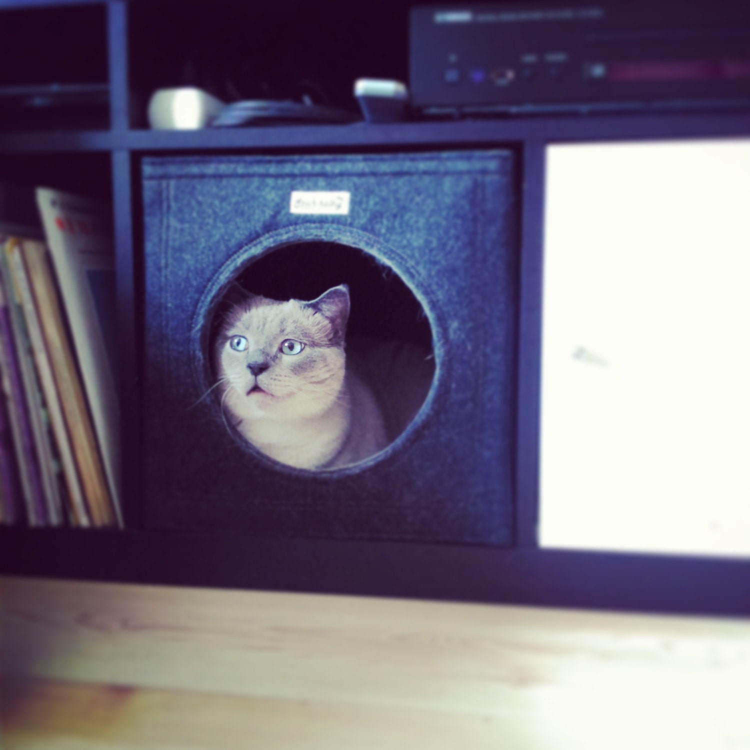Felt cat cave fits into Ikea Expedit and Kallax felt cat bed