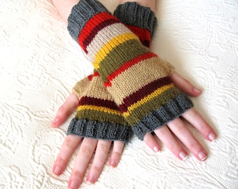 4th Doctor Who Inspired Fingerless Gloves size small
