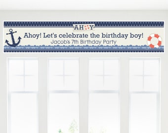 Ahoy Nautical Party Banner - Custom Party Decorations
