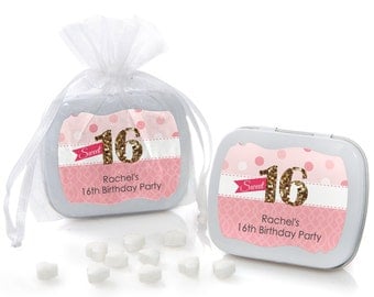 Sweet 16 Mint Tins Birthday Party Favors - 12 ct. Custom Party Favors