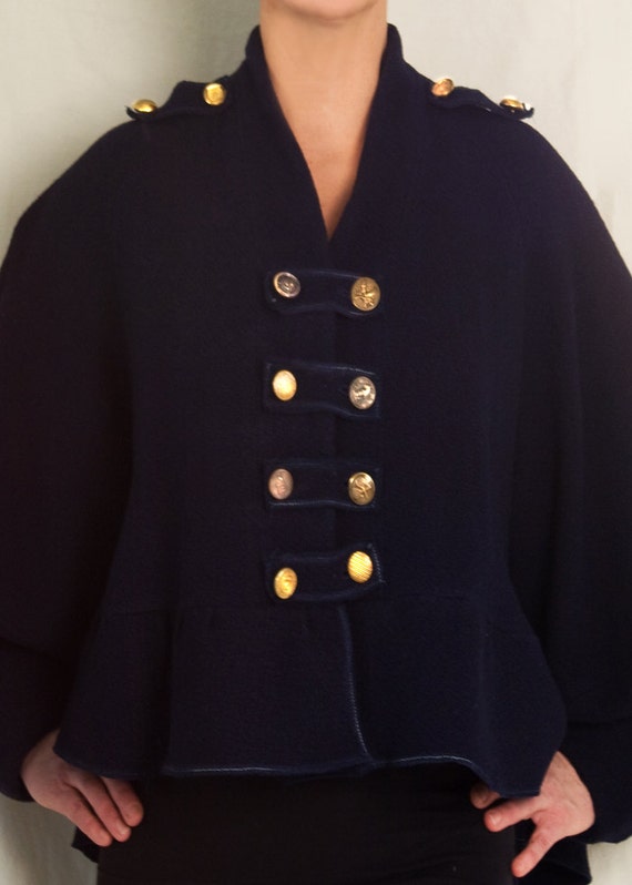 Items Similar To Military Look Vintage Navy Wool Coat Up Cycled Into A High Lo Jacket Vintage 4824