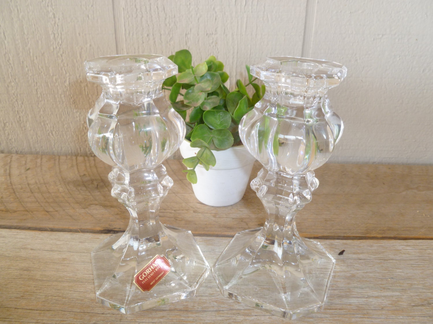 Gorham Full Lead Crystal Candlestick Holders West Germany