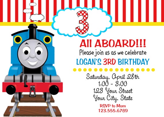 Thomas The Train Birthday Party Invitations By Prissyparty On Etsy