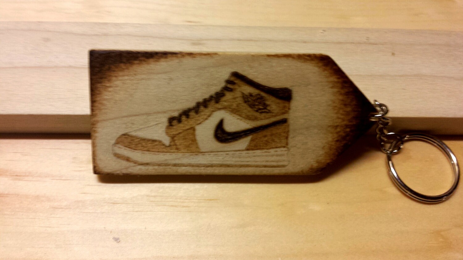 Jordan 1 keychain by LKCwoodburning on Etsy