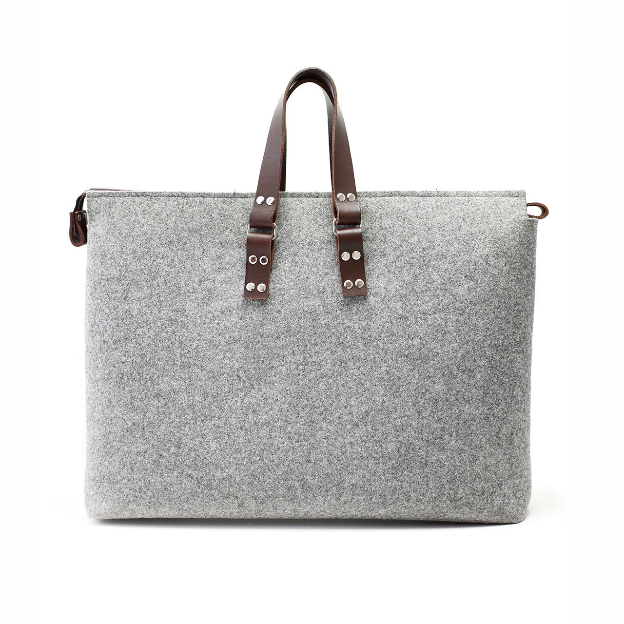 Unisex Felt Macbook Pro bag brown leather handle bag for by POPEQ