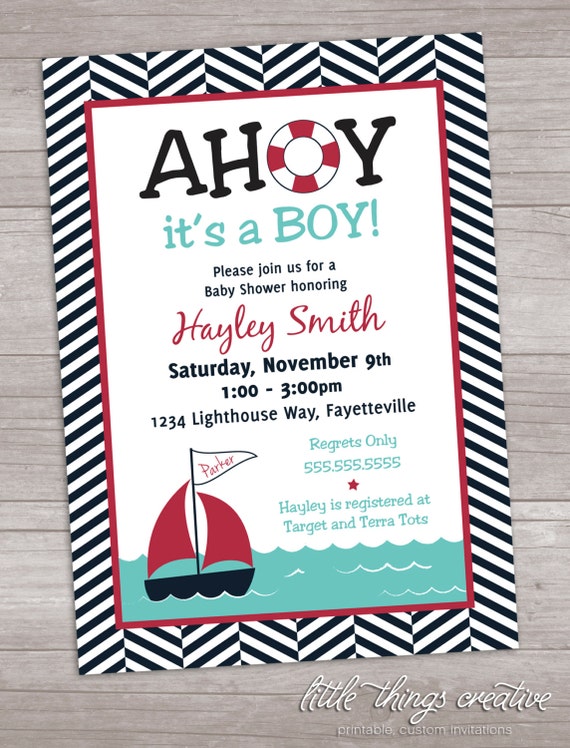Ahoy It39;s a Boy Baby Shower Invitation by LittleThingsCreative Ahoy It39;s a Boy Baby Shower Invitation by LittleThingsCreative