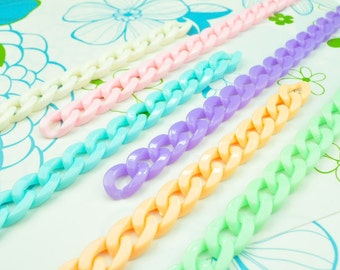 50pcs 13x18mm chunky chain links,Plastic chain links,Curb chain links,6 colors options--#CL1318