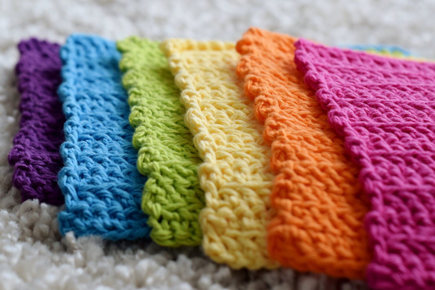 Crochet Dishcloths Rainbow Color Washcloths Handmade Wash