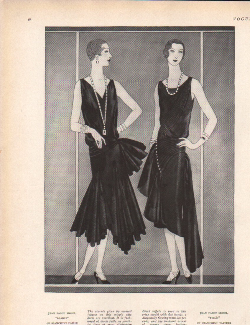 THREE FOR FOUR Art Deco era fashion print from Vogue magazine