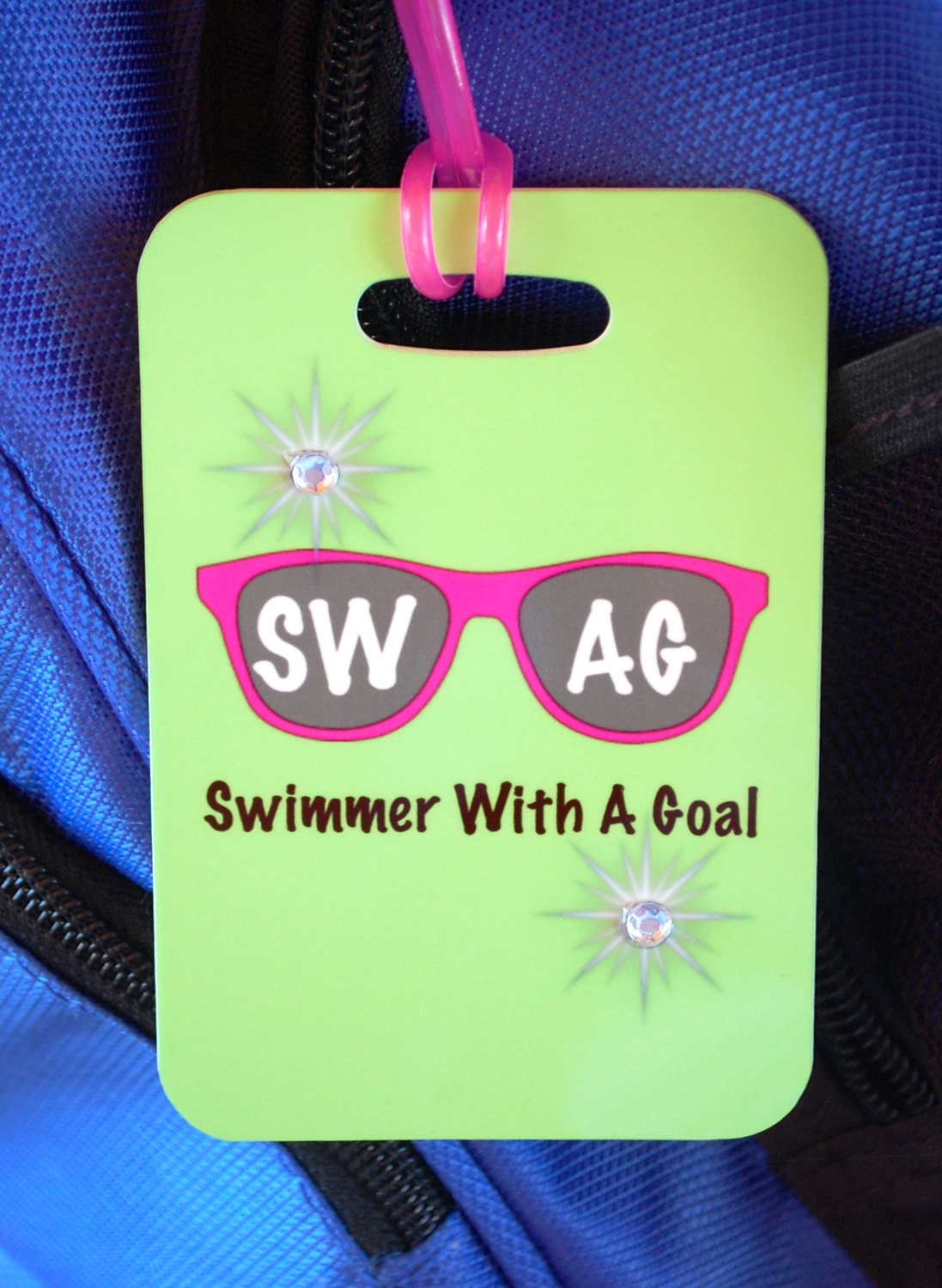 SWAG Swimmer With A Goal Swim Bag Tag Sport Bag Tag Swim