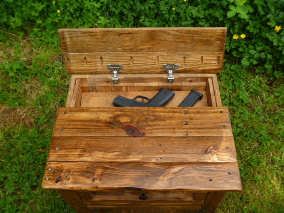 concealed hidden gun compartment pallet wood nightstand