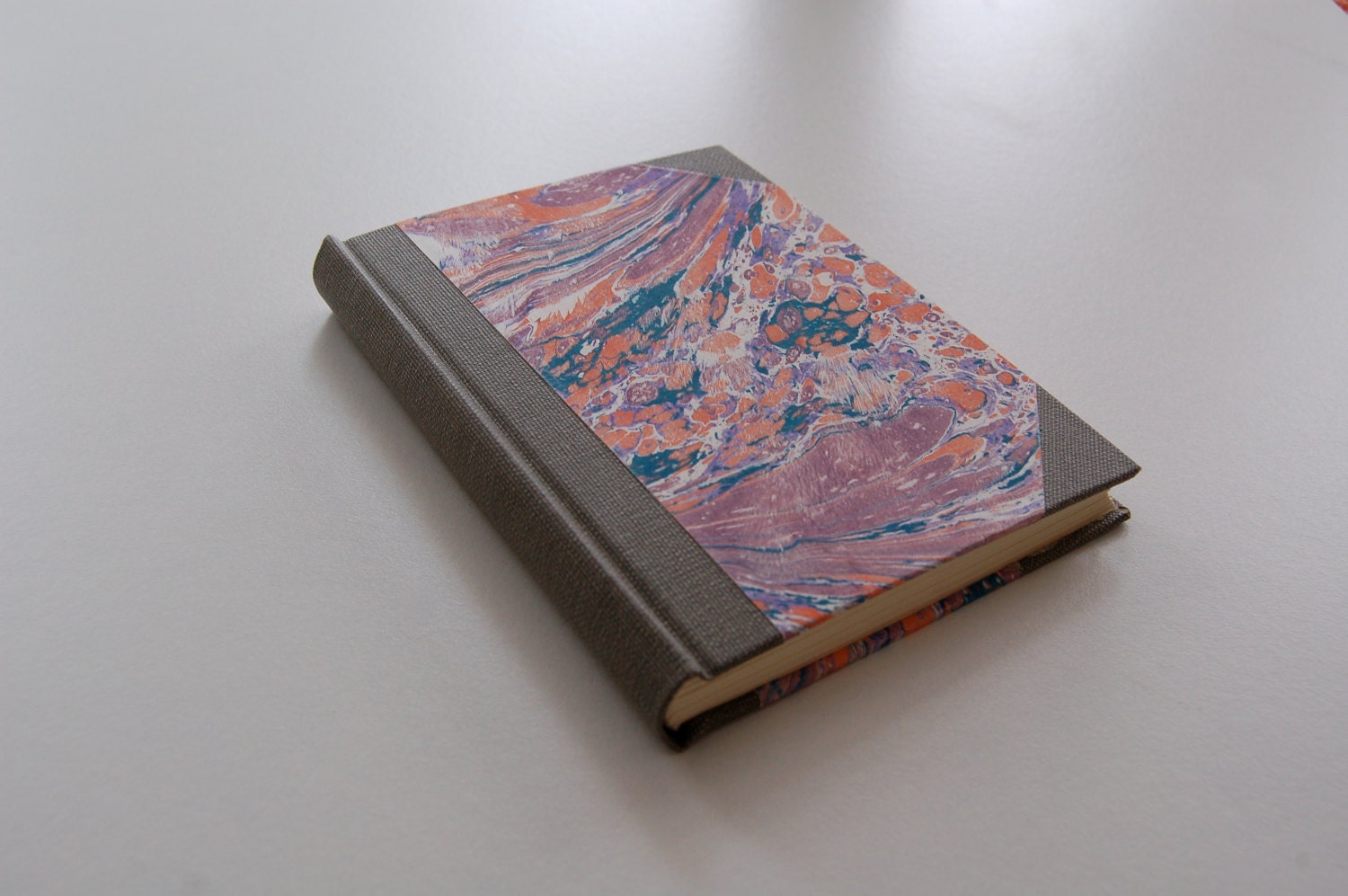Handmade Book of Cloth Binding and Marbled Paper