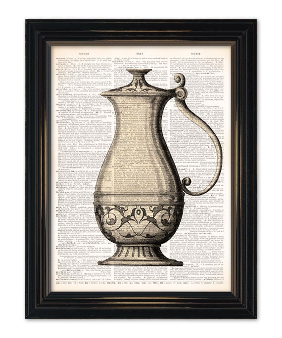 Items similar to Classic vase pottery dictionary art print. On Upcycled