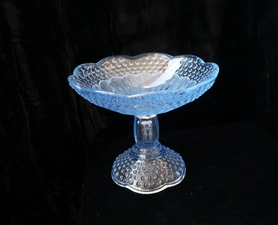 Blue Fenton Hobnail Glass Pedestal Dish Art By Foreverelegant33 4356