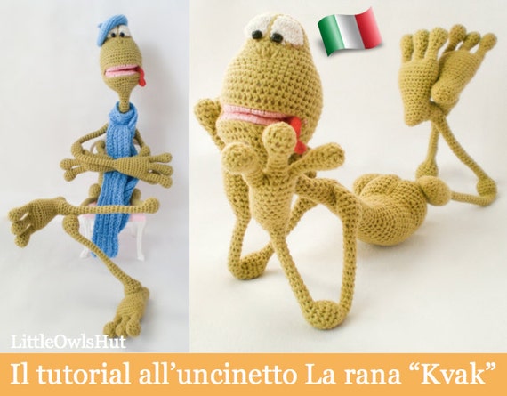 002IT Il tutorial alluncinetto La rana Kvak. Amigurumi