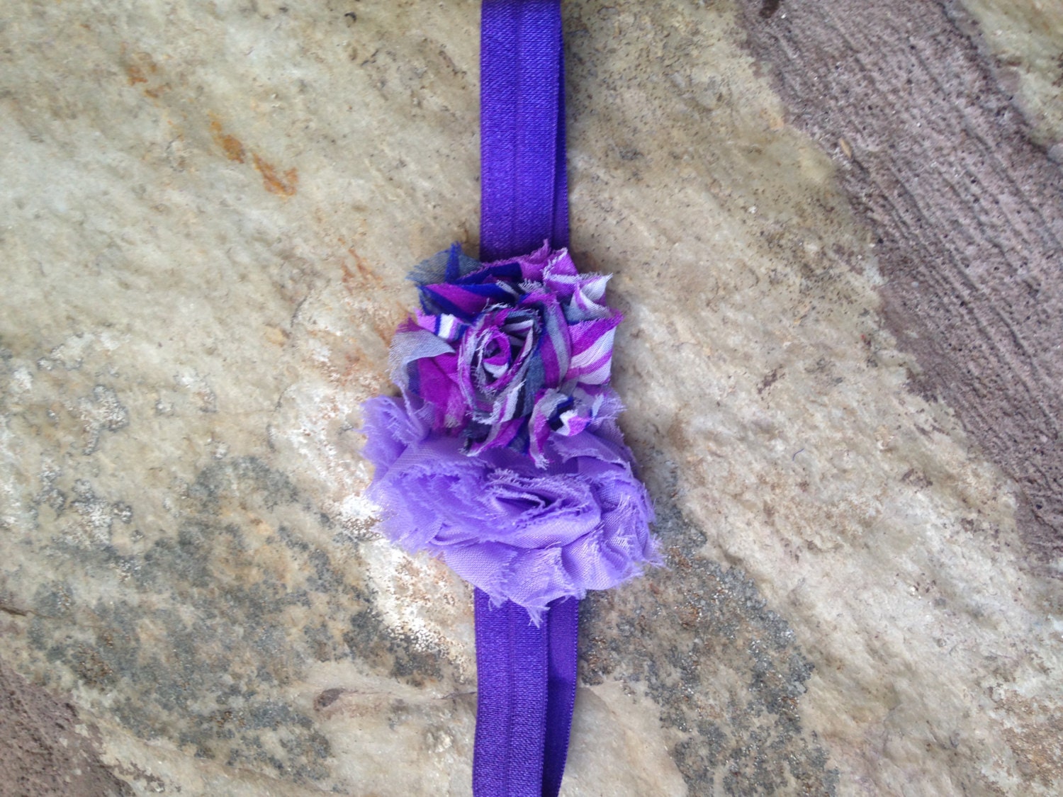 905 New baby headband diameter 212 Double purple flower headband toddler size by LindsayBrookeDesigns 