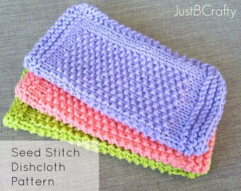 Seed Stitch Dishcloth Pattern, Knitted Dishcloth, Knit Dishcloth Pattern Download - Printable PDF File