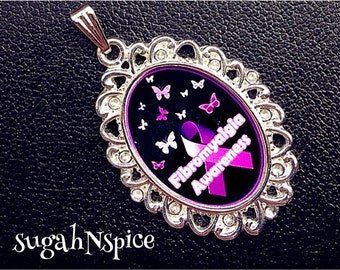 Fibromyalgia Awareness Ribbon pendant Fibromyalgia Awareness Fibromyalgia pendant Fibromyalgia necklace Fibromyalgia find a cure