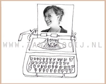 Typewriter clip art illustration. Ideal as digital clip art to enhance your logo, website or businesscard. Personalize with your own photo!