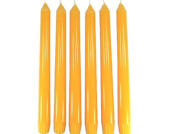6 Honey Amber Classic Hand-poured Unscented Taper Candles