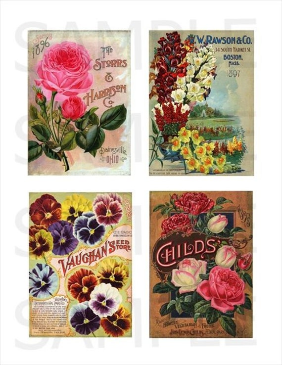 Vintage Seed Packets Fabric Quilt Block by Bellesfabricblocks