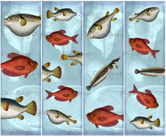 Printable Bookmarks Under the Sea Fish 03 Digital by DigiBugs