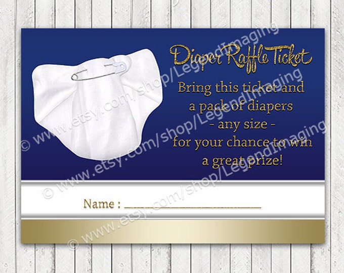 Blue and Gold Little Prince Royal Baby Shower Diaper Raffle Tickets