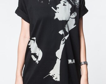 T-shirt Tom Waits Playing Guitar Noir Unisexe - Toutes Tailles, Neuf Avec Étiquettes
