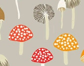 Woodwinked Pewter Mushrooms Fabric - Dear Stella - Designer Fabric By the Half Yard