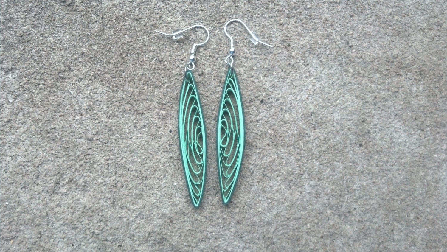 Long Green Paper Quilled Earrings paper by SweetheartsandCrafts