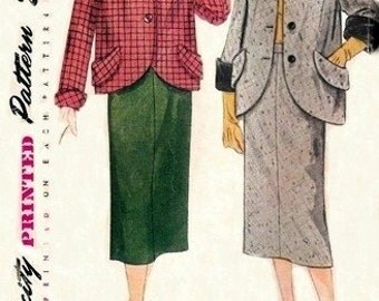 Simplicity 8417 Mouth Watering Two-Piece Suit / ca. 1949 / SZ12 UNCUT