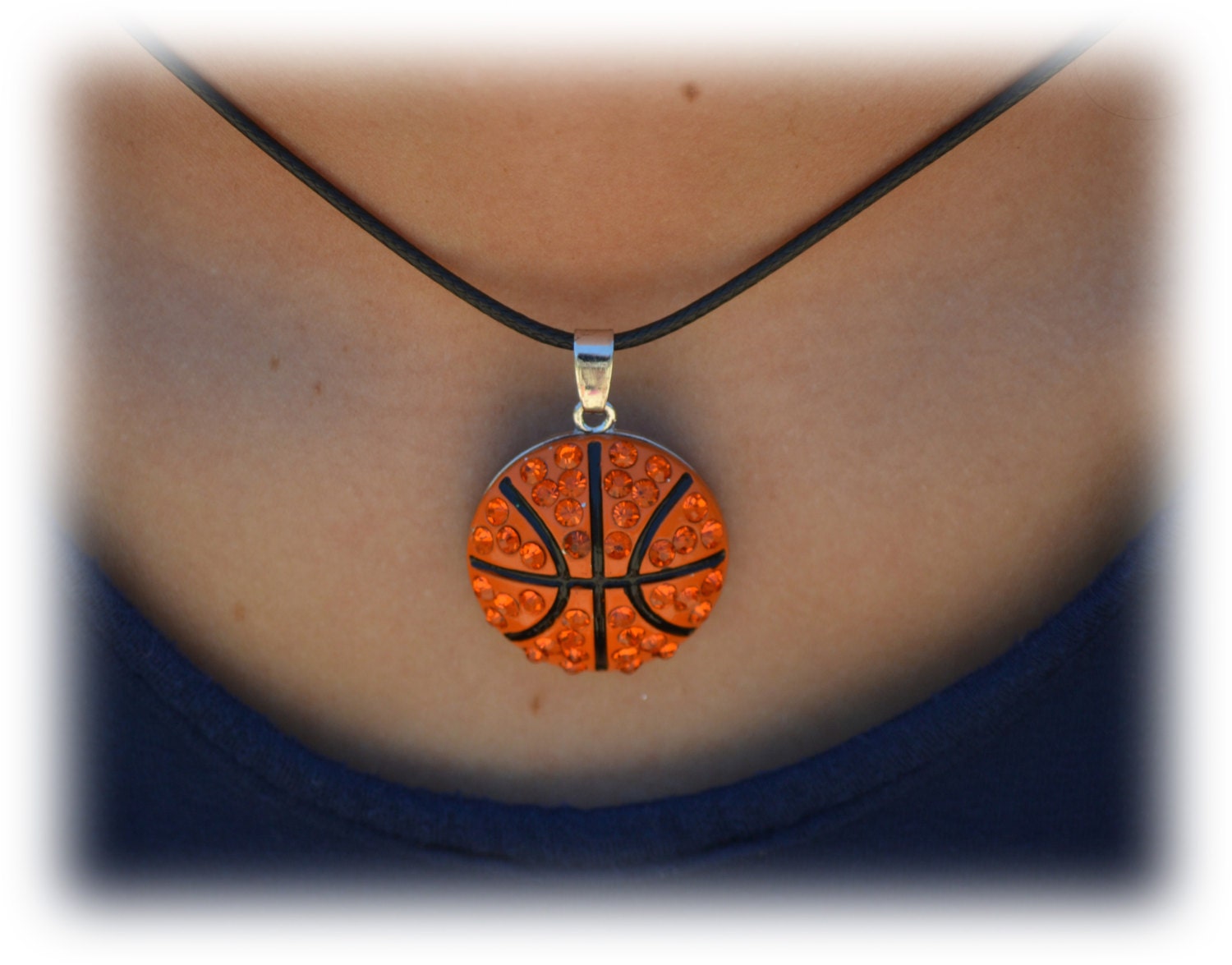 Basketball Necklace Basketball Jewelry Rhinestone Pendant