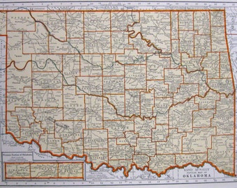 Popular items for vintage oklahoma map on Etsy