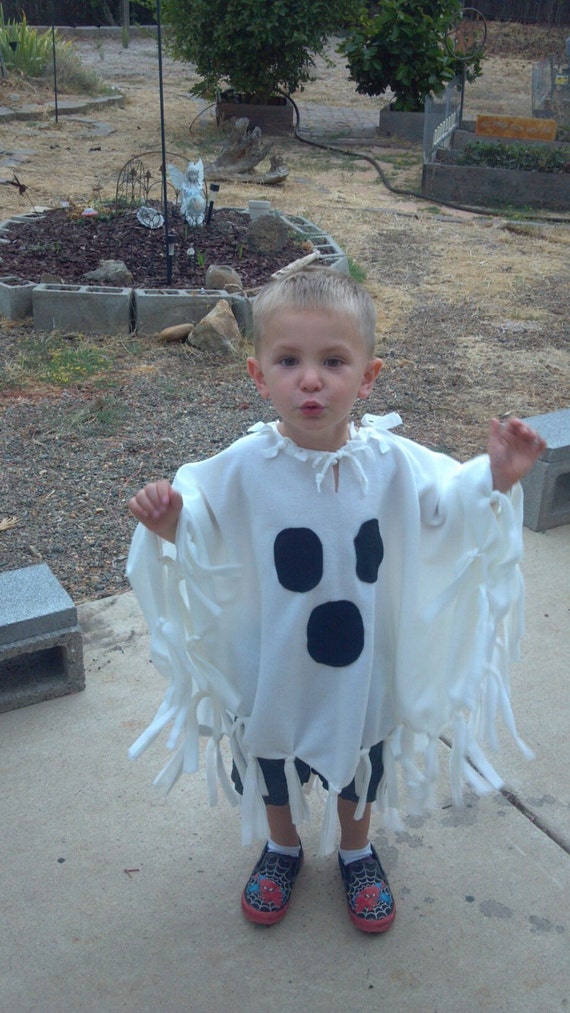 Spooky Ghost Costume Fleece Poncho Children Toddler Petite