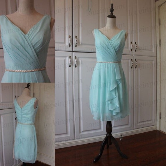 Mint green bridesmaid dresshandmade chiffon prom by loveinprom