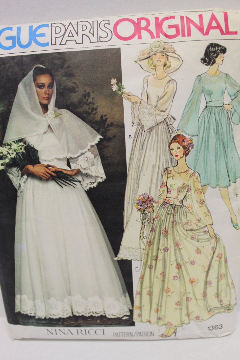 70s Vogue Bohemian  Wedding  Dress  Sewing Pattern  Size 14 36