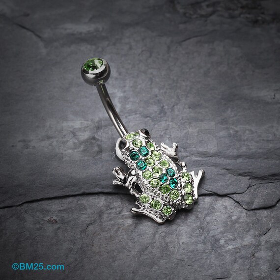 Items similar to Jumping Frog MultiGem Belly Button Ring on Etsy
